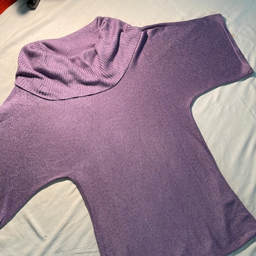 OneA thin lavender sweater, cowl neck, elbow length sleeves size M
